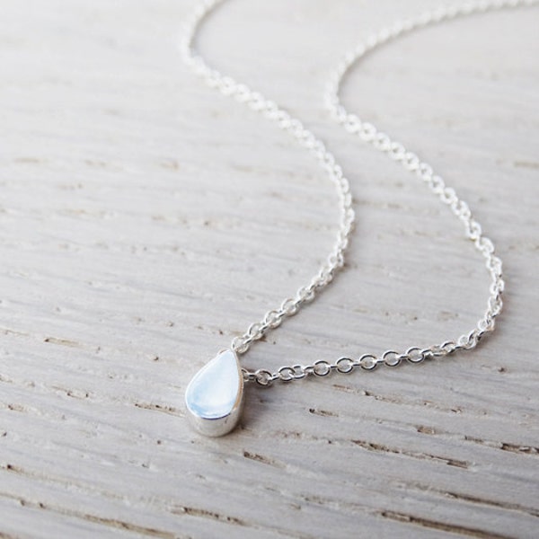 Petit collier goutte de pluie en argent - Argent sterling