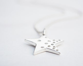 Sterling Silver Star Necklace | Cubic Zirconia