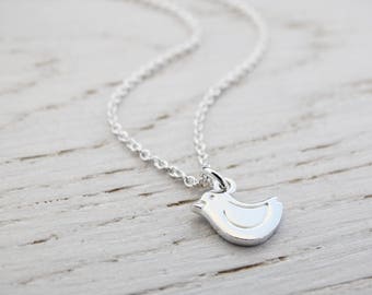 Tiny Bird Necklace, Childrens Jewellery, Sterling Silver