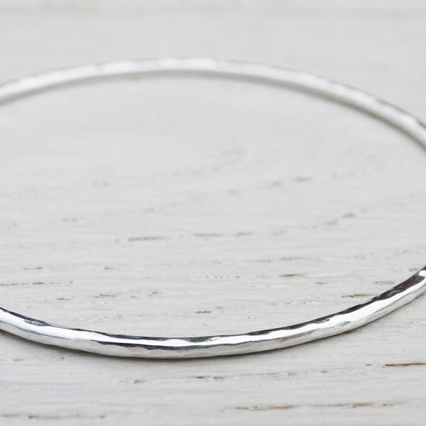 Hammered Silver Bangle | Sterling Silver | Stacking Bangle