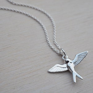Tiny Silver Swallow Necklace | Sterling Silver