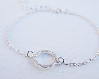 Silber Kreis Armband, Zirkonia, Sterling Silber