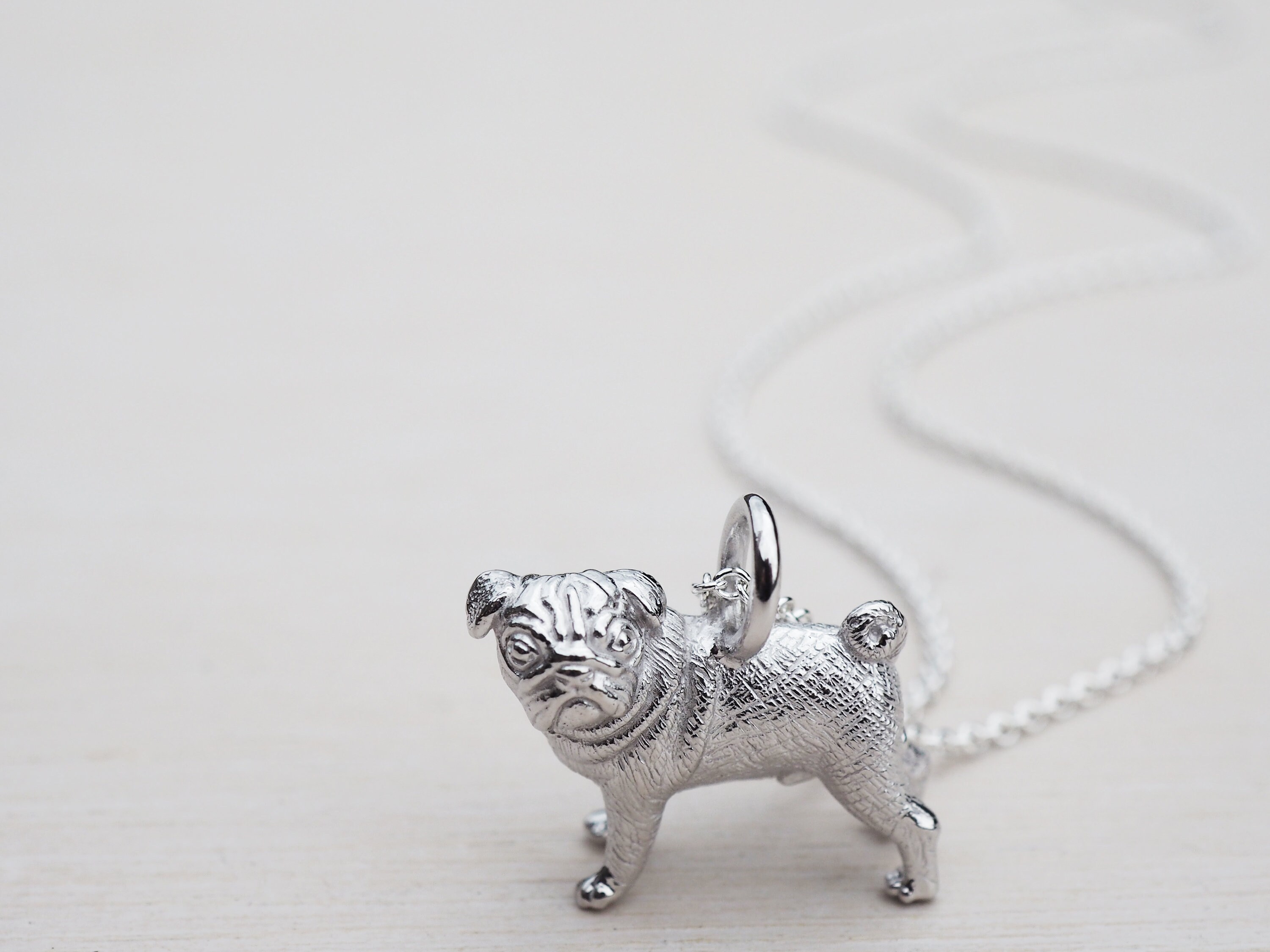 Silver Pug Pendant Sterling Silver Dog 