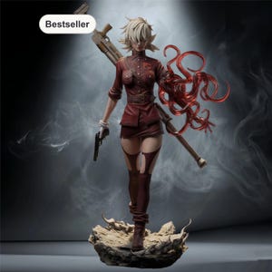 Hellsing – Seras Victoria | Crimson Vanguard STL Statue | 3D Print Model | Digital STL File