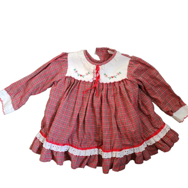 Girls Size 18 Month Vintage Long Christmas Holiday Dress Outfit