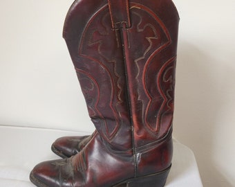 Sheplers Mens Red Cowboy Boots 8.5 Made in Mexico Leather Vintage