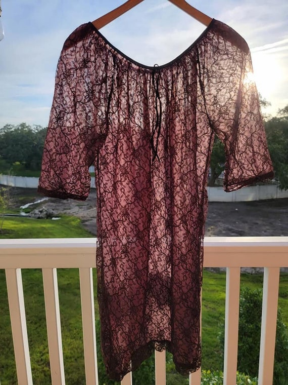 70s handmade sheer lace nightgown, Milk Bath Dres… - image 1