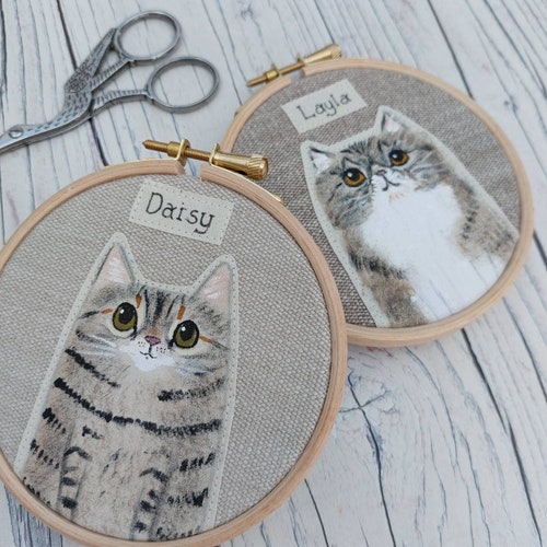 Personalised custom cat portrait, 4” hand painted cat portrait, cat lover gift, cat owner gift, cat memorial personalised gift