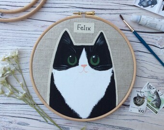 7" Personalised pet cat portrait - custom cat portrait- cat memorial - cat lover gift - Pet Portrait