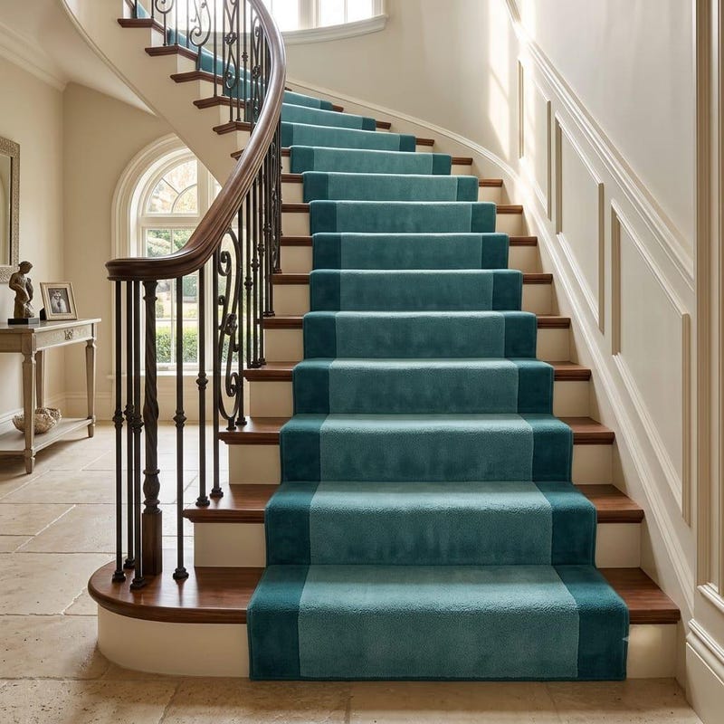 Merida Stair Rug Teal Wool Stair Tread Rug - Etsy