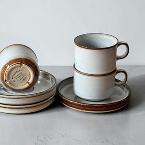 Soholm 'Sonja' Steingut: Tassen und Untertassen Set 4 dänisch Bornholm Retro Kaffeebecher