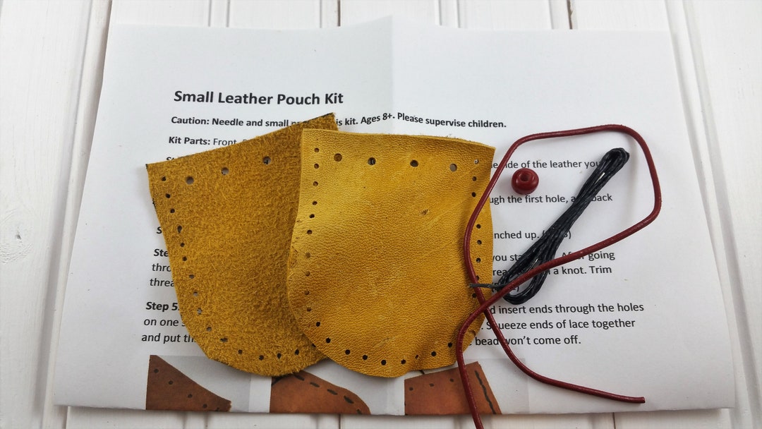 Leather Pouch Kit With Instructions for Kids and Beginners Etsy