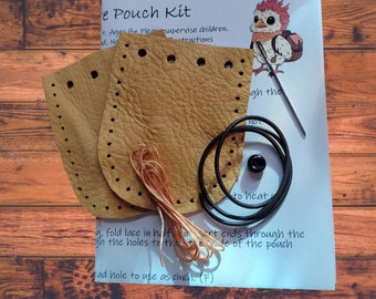 Tiny Treasure Pouch Kit - Leather Pouch Kit with Instructions for Kids and Beginners