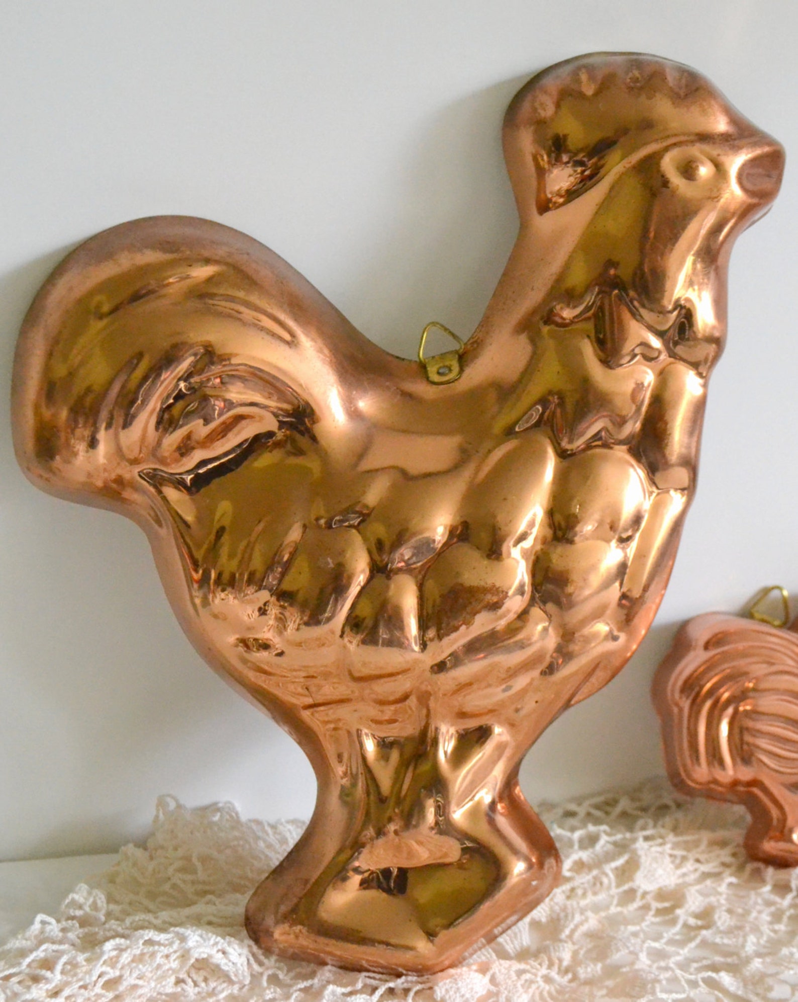Vintage Copper Rooster Set Large & Small Home Decor Farm Etsy