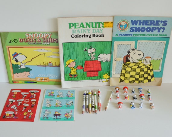 Vintage Peanuts Snoopy Lot Charlie Brown Coloring Books Etsy