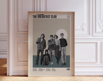 El club de los cinco, John Hughes, póster de película retro, estilo moderno de mediados de siglo, póster de serie de televisión retro, arte cinematográfico minimalista, póster de película personalizado