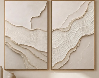 Set of 2 Wall Art | Neutral Textured Abstract Prints | Minimal Beige Modern Decor | Printable Wall Art