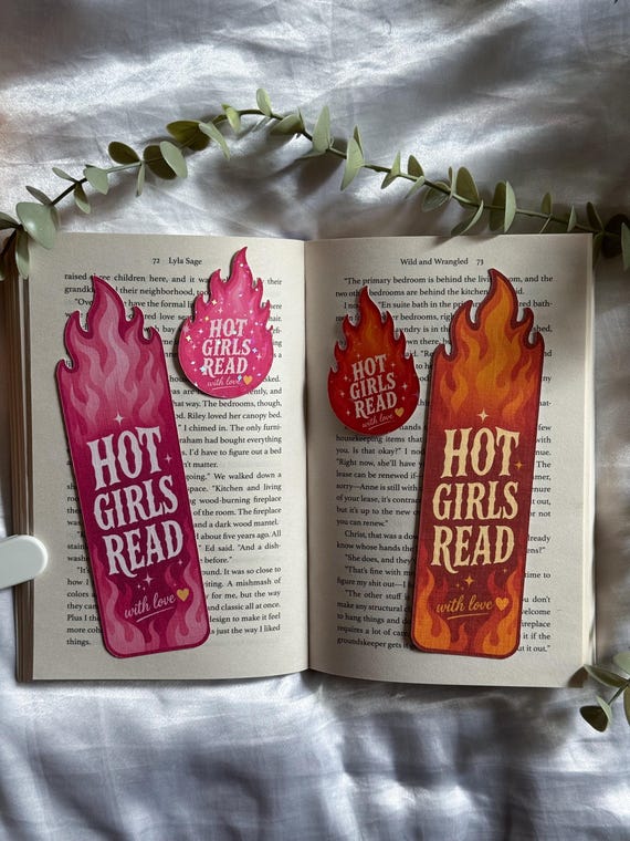 Hot Girls Read With Love - linen bookmark sticker set  - handmade | booktok