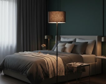 Moderne Leinenschirm-Stehlampe - minimalistisches Stehlicht