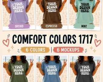 Pacchetto di mockup Comfort Colors 1717, mockup di maglietta da spiaggia, Espresso Blue Jean Moss Mint Orchid Pepper, mockup di t-shirt in formato JPEG da scaricare