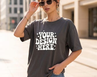 Bella Canvas 3001 Asphalt oversized T-shirtmodel, streetstyle (digitale download)