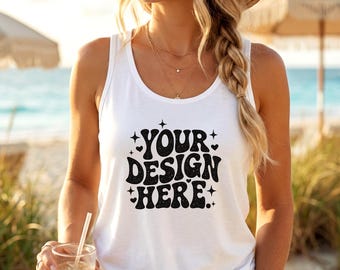 Next Level 1533 witte tanktop-mockup, Beach Boho Lifestyle (digitale download)
