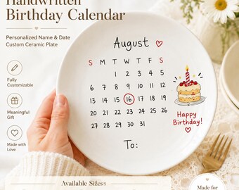 Custom Calendar Ceramic Plate, Personalized Special Date Keepsake Dish, Custom Name Birthday Engagement Wedding Display