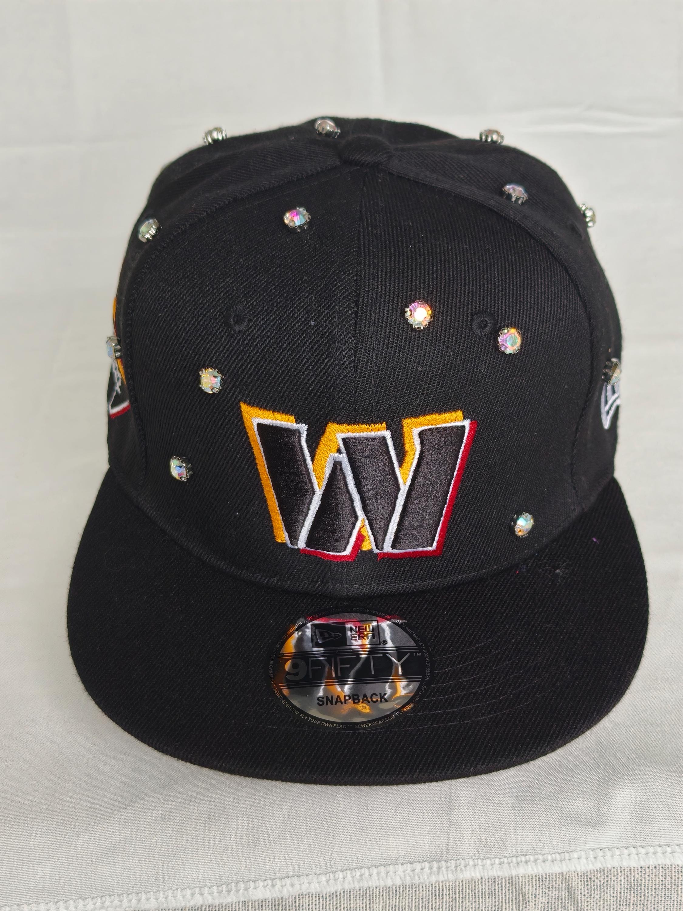Washington Commanders Black Rhinestone Snapback Hat, Custom Sparkly NFL ...