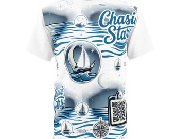 Chasin Stars Sailboat T-shirt met all-over print | QR-code zeegolvenkompas