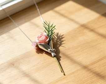 Personalized Floral Bouquet Necklace | S925 Sterling Silver Necklace | Custom Birth Flower Jewelry, Mother's Day & Birthday Gift for Her