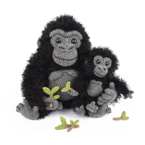 Mayangi and Matondo the Mountain Gorillas - Amigurumi Crochet Pattern