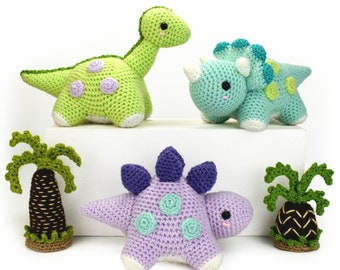 Dotty Dinosaurs - Tracy, Stig and Dorcas, Amigurumi Crochet Pattern
