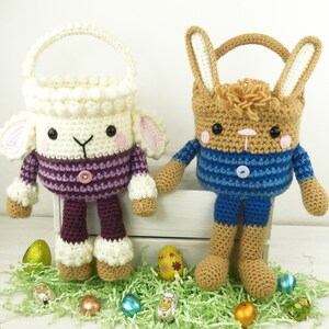 Rabbit and Lamb Easter Baskets Amigurumi Crochet Pattern image 4