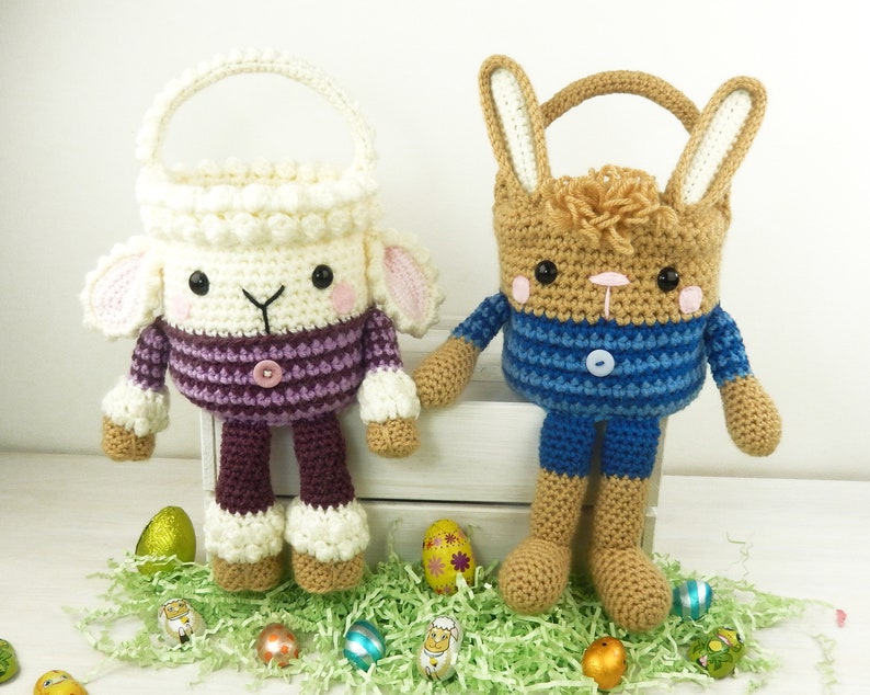 Rabbit and Lamb Easter Baskets Amigurumi Crochet Pattern image 4