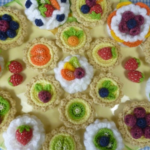 Fruit Desserts, Sweet Meringue and Custard Tartlet Selection - Crochet Pattern