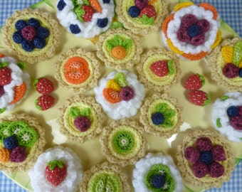 Fruit Desserts, Sweet Meringue and Custard Tartlet Selection - Crochet Pattern