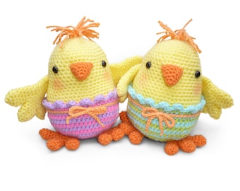 Chelsea and Charlie Chick, Boy and Girl Easter Spring Chicks - Amigurumi Crochet Pattern