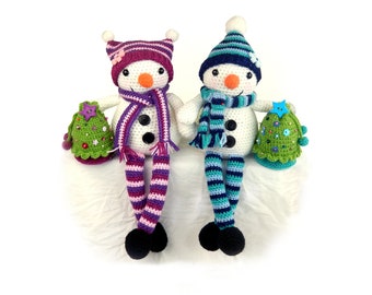 Mr & Mrs Snow with Christmas Tree Gift Bag - Amigurumi Crochet Pattern