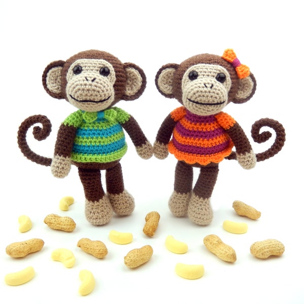 Mavis et Marvin Monkey - Modèle de crochet Amigurumi