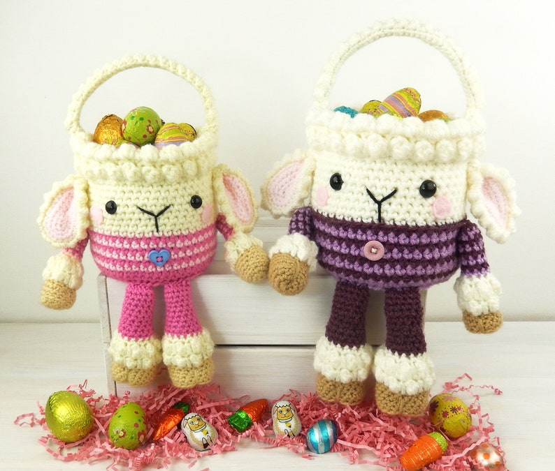 Rabbit and Lamb Easter Baskets Amigurumi Crochet Pattern image 6