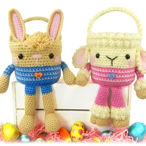 Rabbit and Lamb Easter Baskets Amigurumi Crochet Pattern image 2