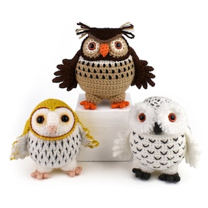 Three Little Owls Sylvie, Eddie and Barney Amigurumi Crochet Pattern image 1