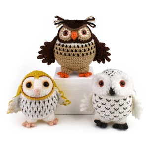 Three Little Owls Sylvie, Eddie and Barney Amigurumi Crochet Pattern image 1