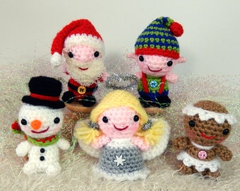 Minimals - Itsy Bitsy Christmas Dolls, Angel, Elf, Santa, Snowman, Gingerbread Man - Amigurumi Crochet Pattern