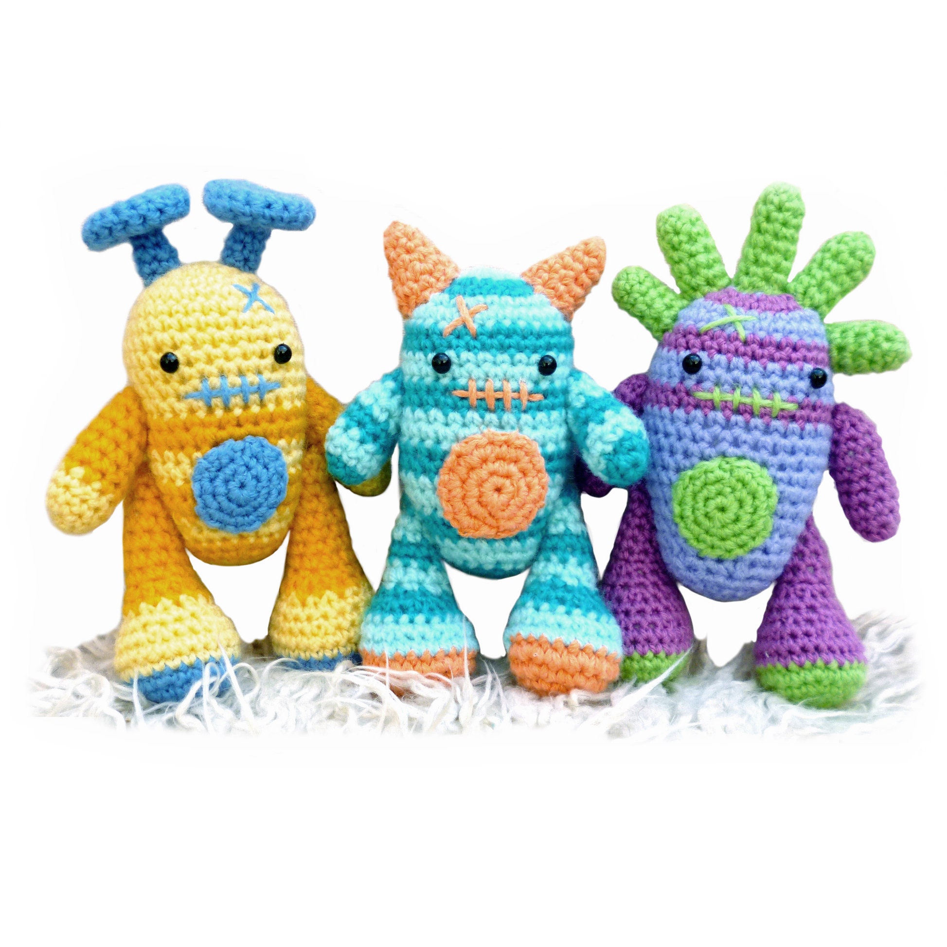 Modèle au crochet - Mini monstres, Harry, Barry et Larry - Amigurumi