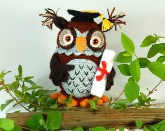 Wesley the Wise Owl, Graduation Owl - Amigurumi Crochet Pattern