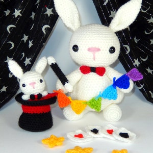 The Great Marvello and Little Marvin, Magician Rabbits Amigurumi Crochet Pattern image 1