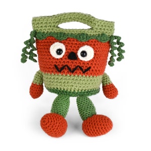 Trick or Treat Bags Vampire, Witch and Pumpkin, Bucket Heads Amigurumi Crochet Pattern image 3