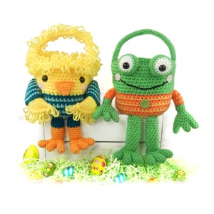 Chick and Frog Easter Baskets - Amigurumi Crochet Pattern