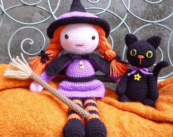 Morgana & Soots, Witch and Cat Dolls - Amigurumi Crochet Pattern
